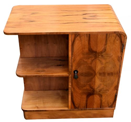 1930'S Art Deco Heavily Figured Walnut English Book Table