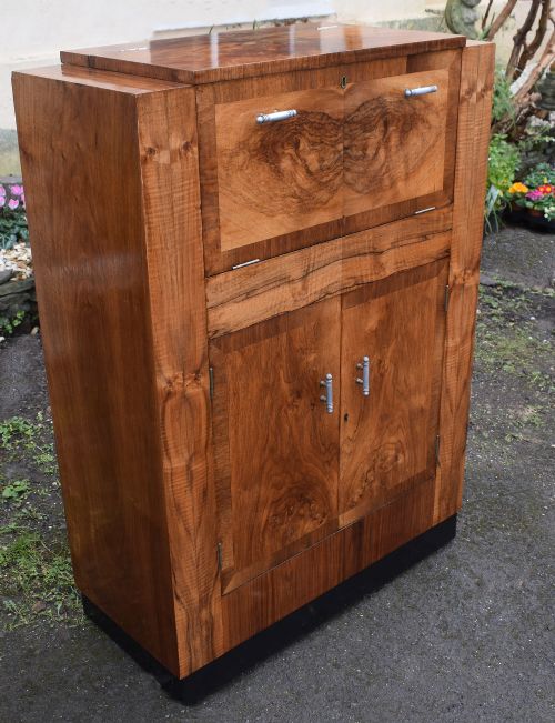 fig 1. Art Deco Walnut Cocktail Cabinet