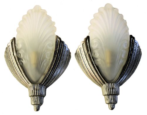 Matching Pair of Art Deco Wall Lights