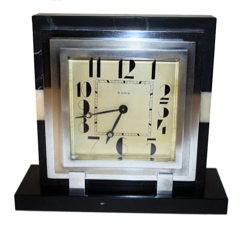 Large 1930'S Art Deco French Mantle Clock with 8 Day Movement