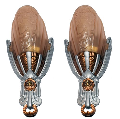 Matching Pair of Art Deco Lincoln Wall Lights