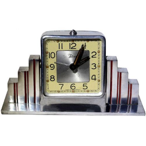 1930s French Art Deco Skyscraper Clock by Dep
