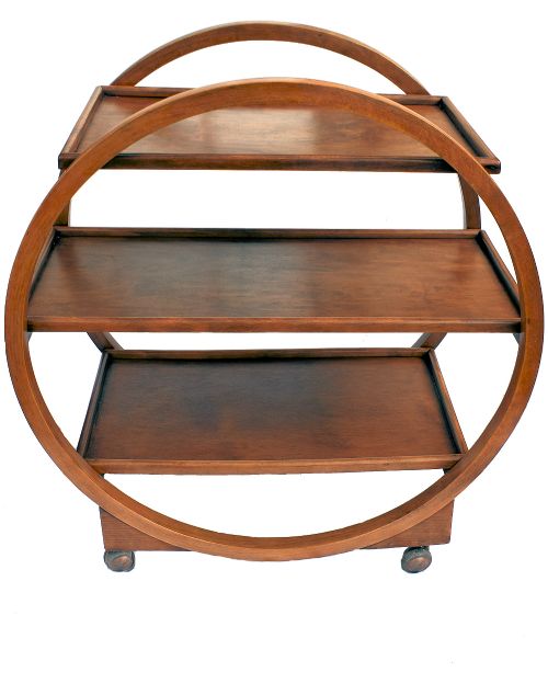 1930s Art Deco English Circular Drinks Trolley