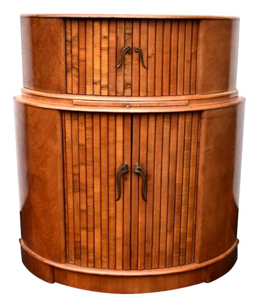 Art Deco 1930'S Walnut Cocktail Bar Cabinet