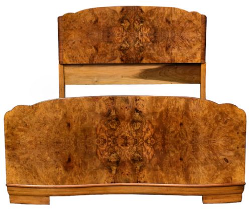 Original 1930'S Art Deco Odeon Walnut Double Bed