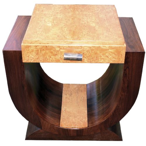 Superb 1930'S French U Base Side Table with Drawer