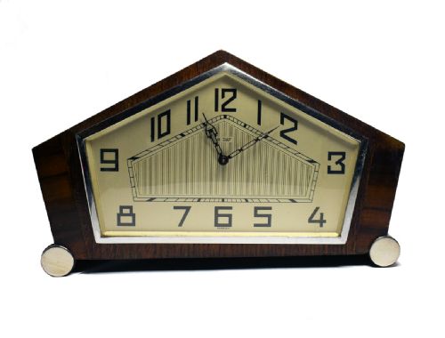 1930s Art Deco 8 Day Walnut Mantle Clock