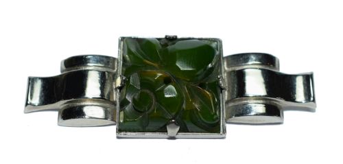 1930'S Art Deco Ladies Bakelite and Chrome Brooch