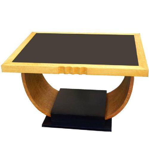High Style English Art Deco Maple U Base Occasional Table