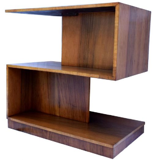 Art Deco Geometric Modernist Walnut Two-tier Table