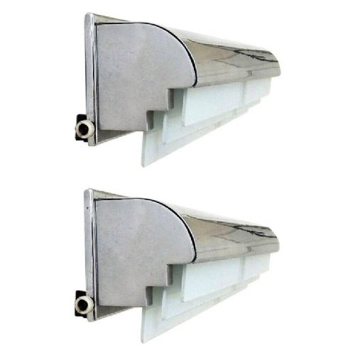 Pair of Modernist Art Deco Wall Lights in Glass and Chrome