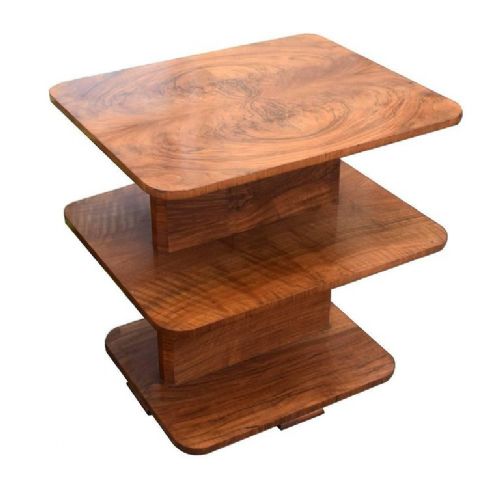 High Quality Art Deco Walnut Three-tier Book Table