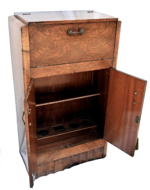 fig 1. 1930's Art Deco Fitted Walnut Cocktail Cabinet