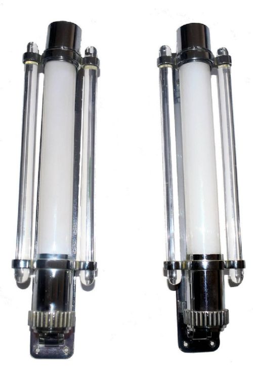 Pair of Modernist Art Deco Strip Wall Lights in Glass and Chrome