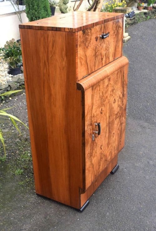 fig 2. English Art Deco Fitted Burr Walnut Cocktail Cabinet