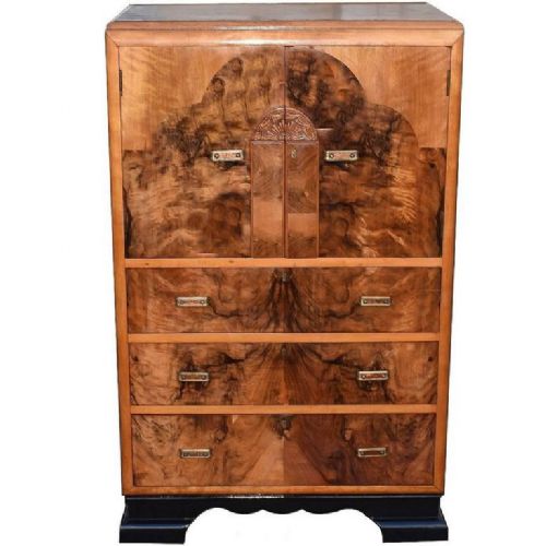 Art Deco Figured Walnut Cupboard