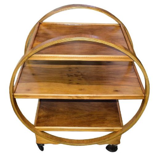 Original 1930'S Art Deco English Circular Drinks Trolley
