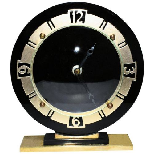 Art Deco English Glass Mantle Clock