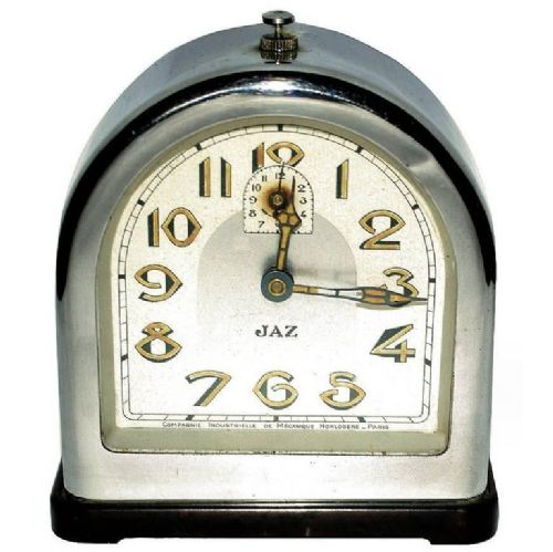 French Art Deco Chrome Clock by Jaz