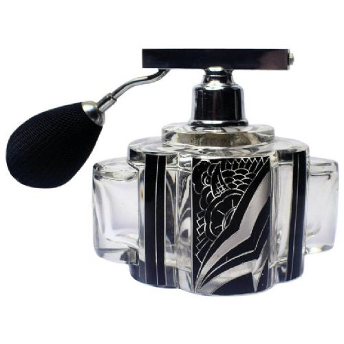 Huge Art Deco Atomizer Perfume Glass Bottle, 1930'S