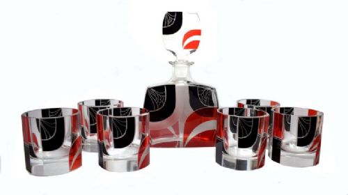 Art Deco Czech Decanter Set by Karl Palda