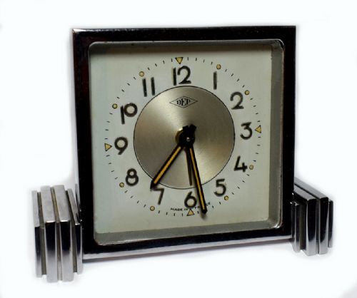 Art Deco French Chrome Cased Clock by Dep