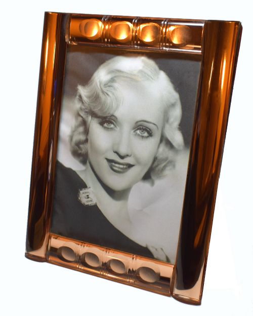 Art Deco Peach Mirrored Bevelled Glass Picture Frame, Circa 1930