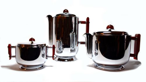 Art Deco Chrome and Bakelite Wmf Tea and Coffee Set