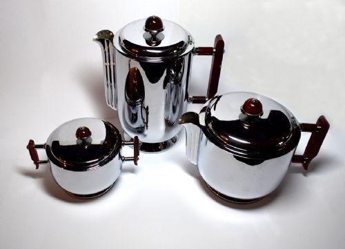 fig 1. Art Deco Chrome and Bakelite WMF Tea And Coffee Set