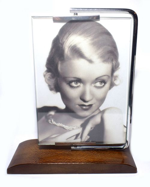 1930'S Art Deco Swivel Chrome and Wood Picture Frame
