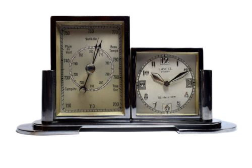 1930'S Art Deco Chrome Barometer and Clock