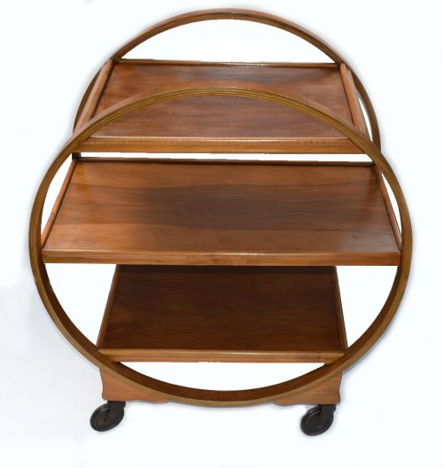 Art Deco Hostess Trolley Cart in Walnut