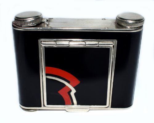 Art Deco Geometric Ladies Combination Atomiser and Powder Compact