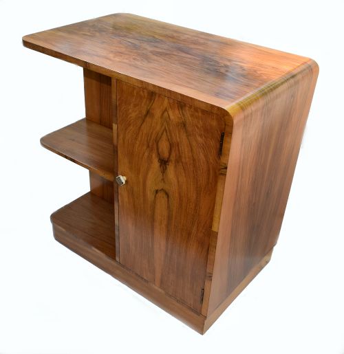 1930s Art Deco Heavily Figured Walnut Book Table