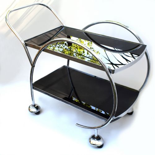 1930'S Streamline Art Deco Chrome and Glass Hostess Trolley