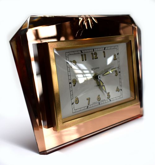 French Free Standing 1930'S Art Deco Mirror Clock