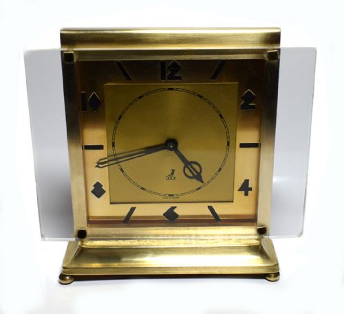 Art Deco Brass Modernist Clock by Jaz