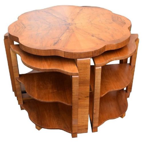Art Deco Walnut Quintetto Nest of Tables, 1930