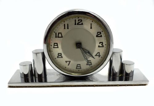 1930'S Art Deco Chrome Miniature Clock