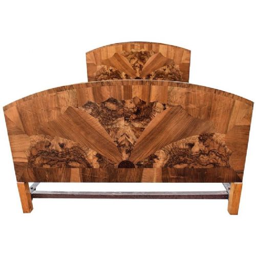 1930'S Art Deco Walnut Double Bed