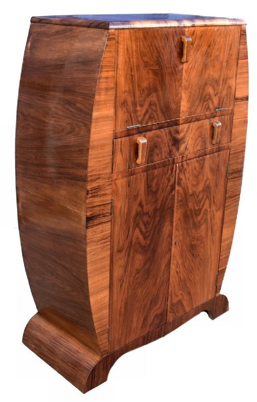 fig 1. Art Deco Fitted Burr Walnut Cocktail Cabinet