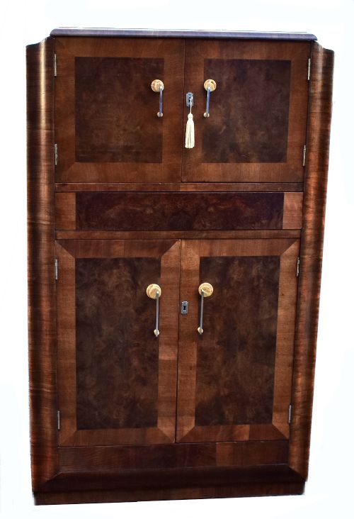 Art Deco Fitted Burr Walnut Cocktail Cabinet