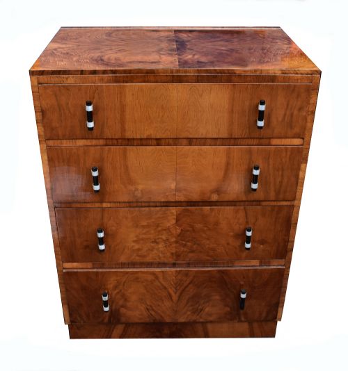 Art Deco Figured Walnut Chest of Four Drawers