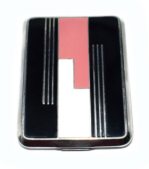 Art Deco Geometric Enamelled Ladies Powder Compact Du Barry