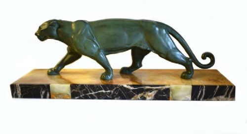 Art Deco Panther Figure on an Onyx Base, 1930'S