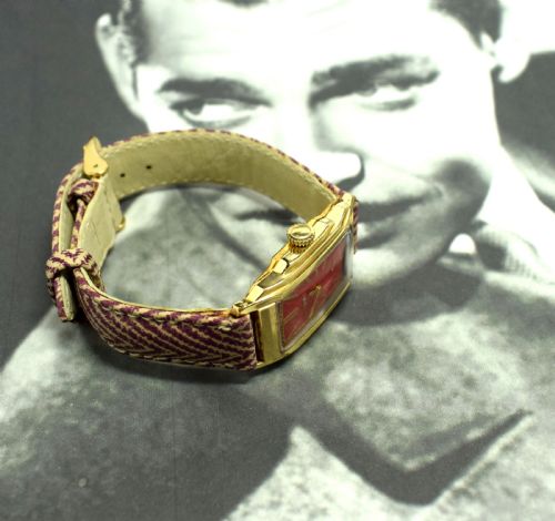 fig 2. Art Deco 14K Gold Cherry Red Gents Wristwatch By Elgin, Newly Serviced.