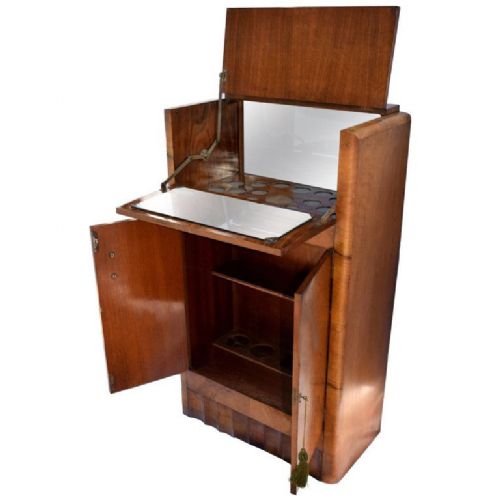 1930'S Art Deco Fitted Walnut Cocktail Cabinet