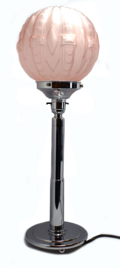 1930'S Art Deco Tall Chrome Table Lamp