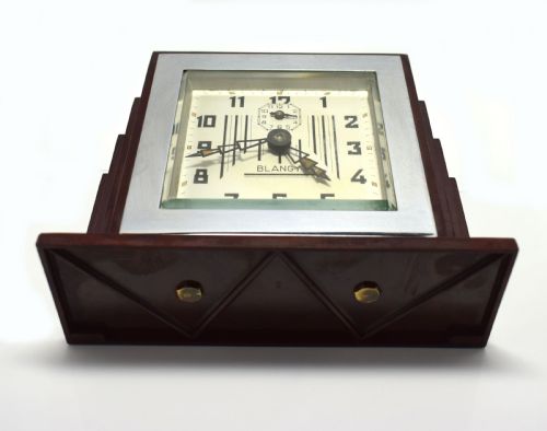 fig 1. 1930's Art Deco Red Bakelite Clock By Blangy