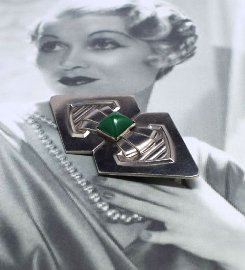 Art Deco Modernist Silver Plated Ladies Brooch